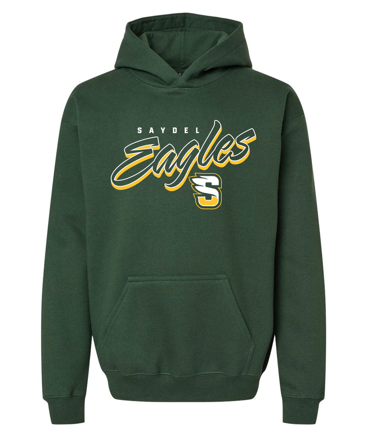 Eagles Script Youth Cozy Hooded Sweatshirt Saydel Letterman Locker